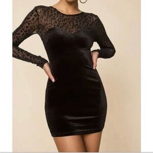 Superdown Kimberly Velvet Mesh Mini Dress Size S Animal Print Bodycon Party